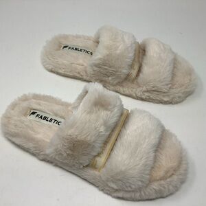 Fabletics Cream Snug Strap Slippers